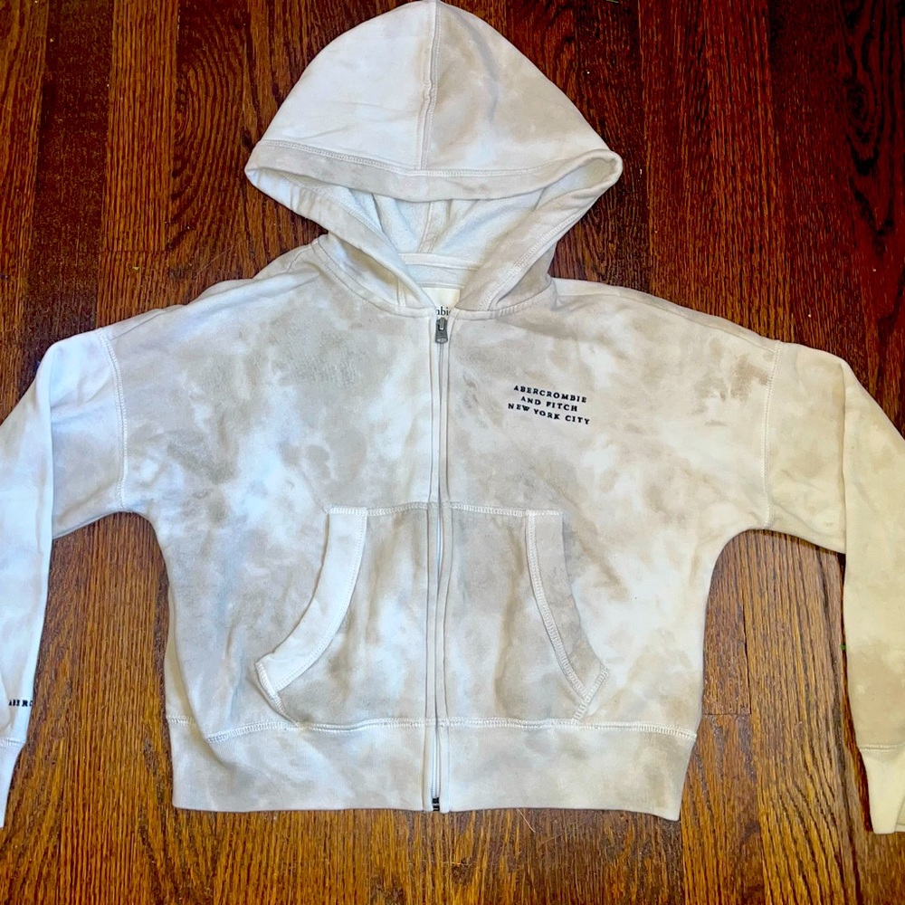 Tan tie dye Abercrombie zip up sweatshirt